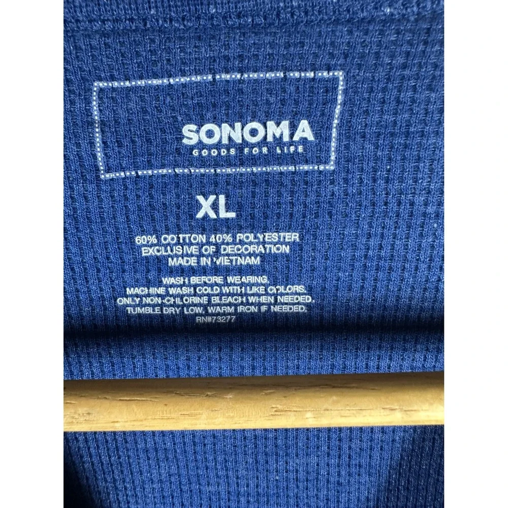 Sonoma Thermal Shirt Mens XL Blue Waffle Knit Long Sleeve Flecked Crew Neck